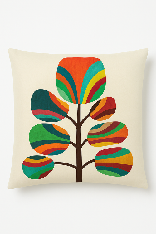 housse de coussin géométrique à fleurs sauvages colorées