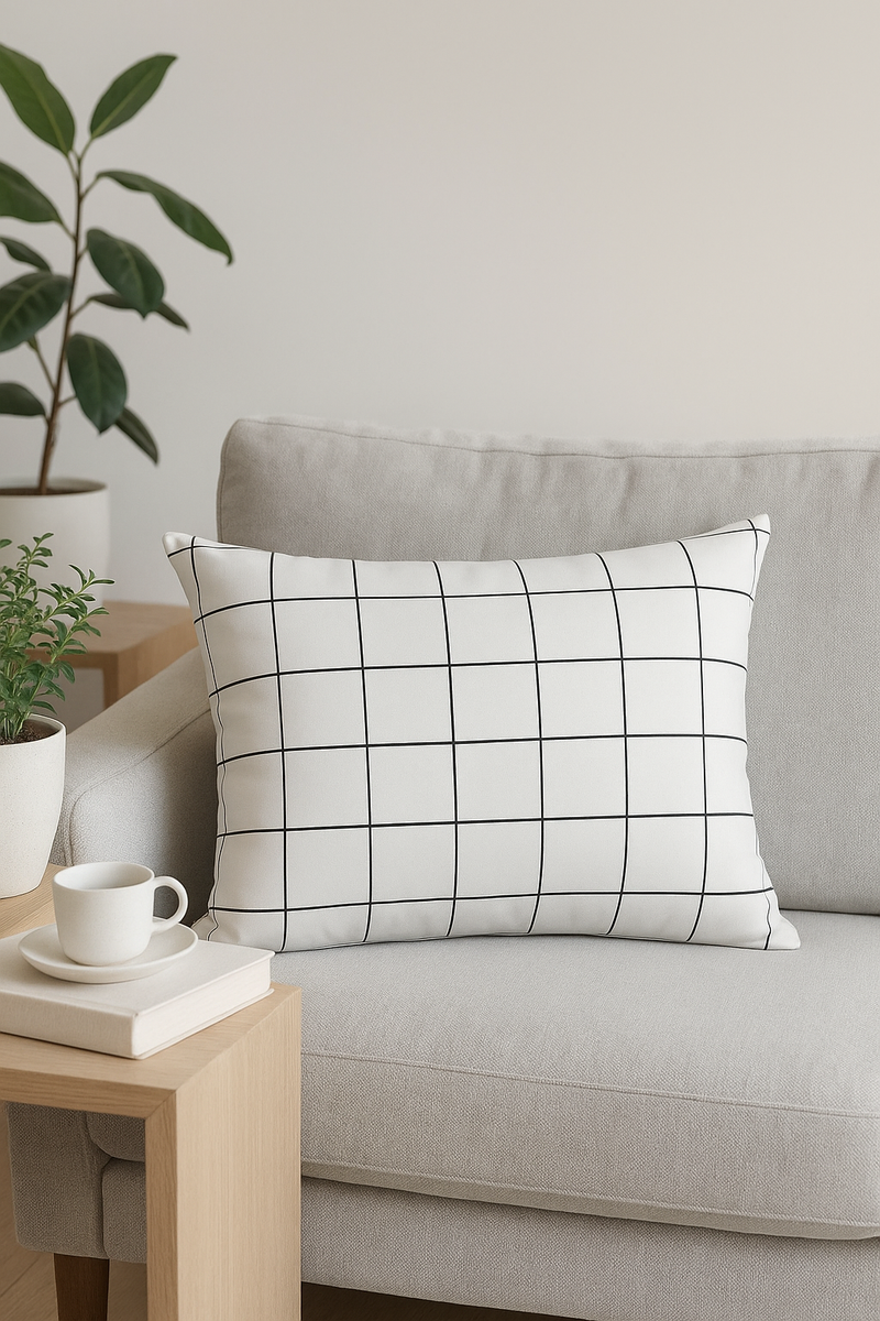 housse de coussin géométrique arc-en-ciel et motif végétal