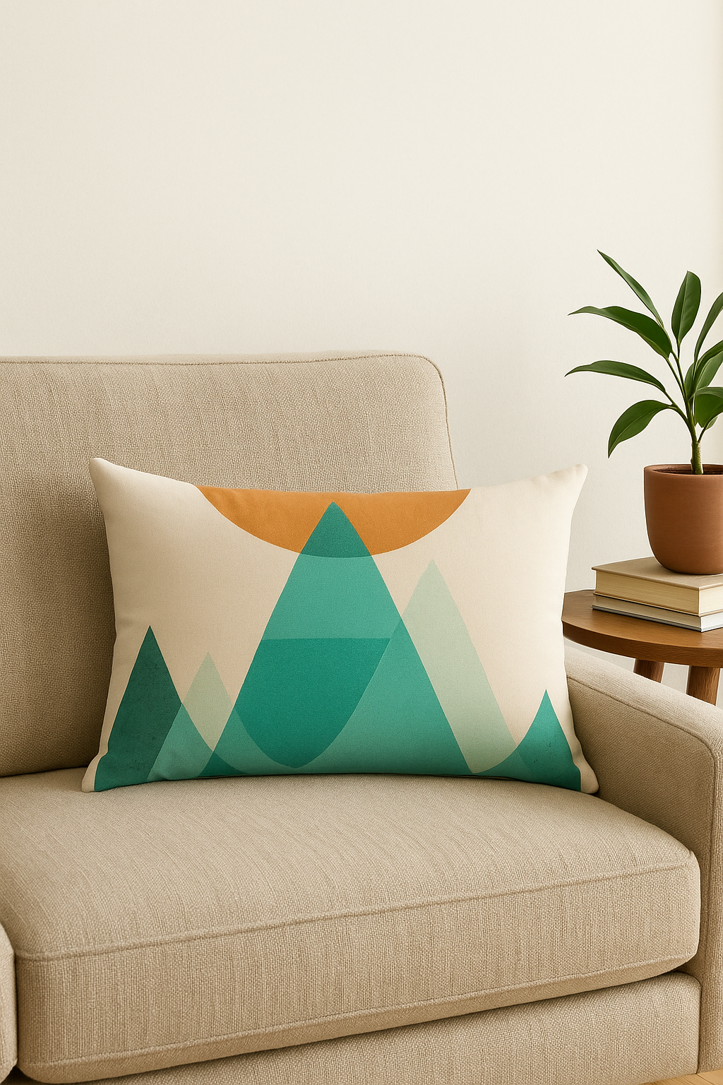 housse de coussin géométrique arc-en-ciel et végétal décoratif - vue 2 sur 2