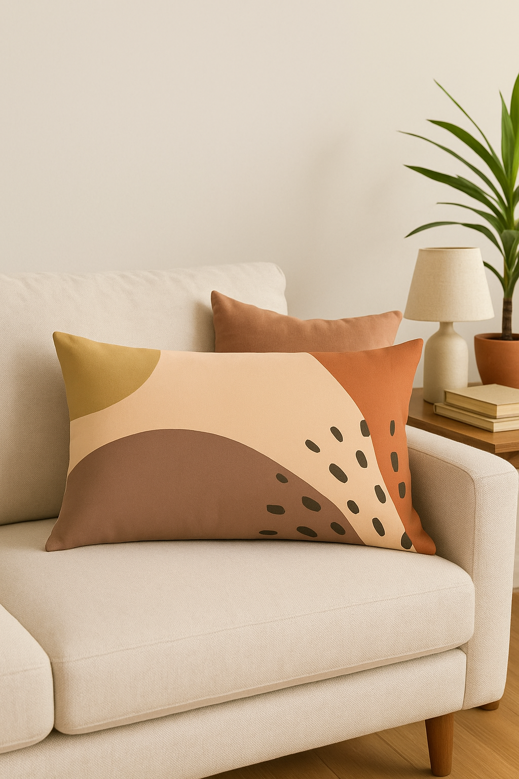 housse de coussin géométrique arc-en-ciel et végétal décoratif - vue 2 sur 2