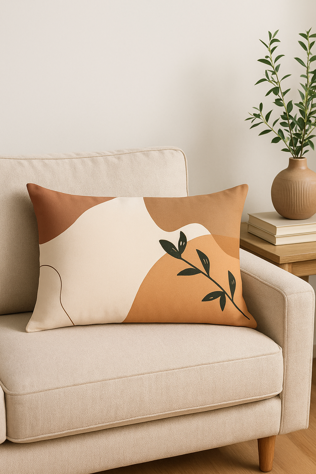 housse de coussin géométrique arc-en-ciel et végétal décoratif - vue 2 sur 2