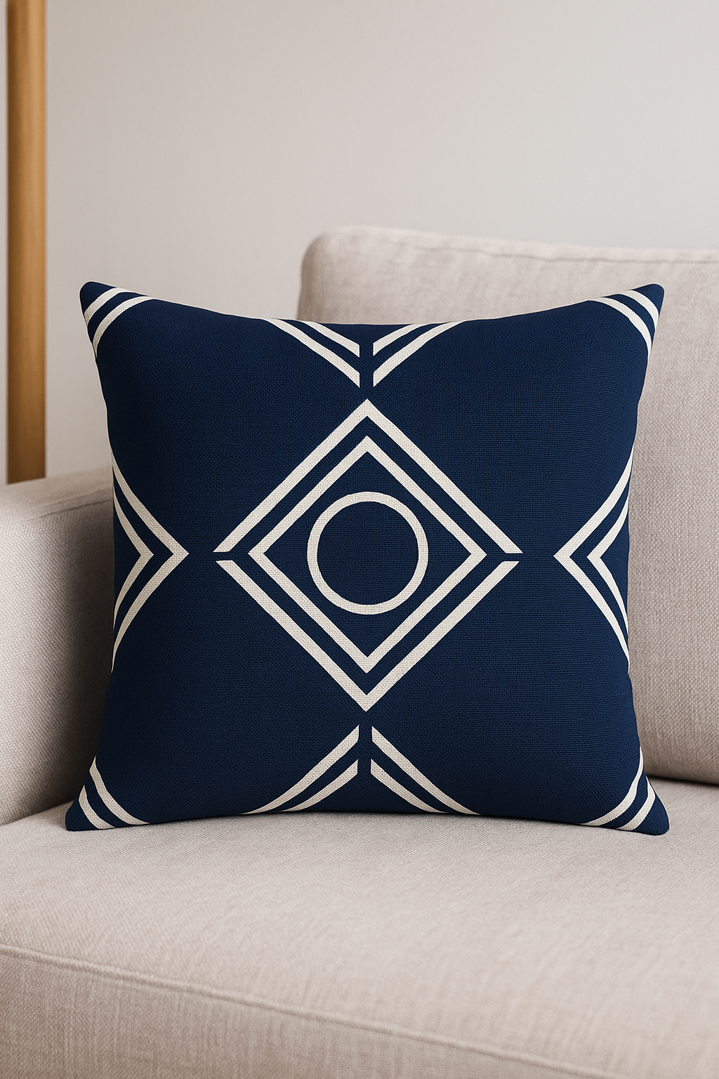 housse de coussin géométrique bleu foncé pour décoration intérieure