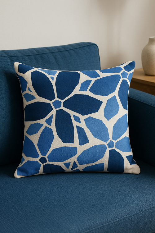 housse de coussin géométrique bleu foncé pour décoration intérieure - vue 2 sur 2