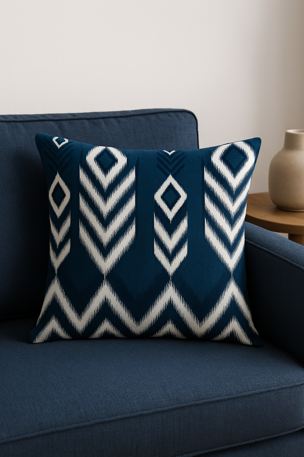 housse de coussin géométrique bleu foncé pour décoration intérieure - vue 2 sur 2