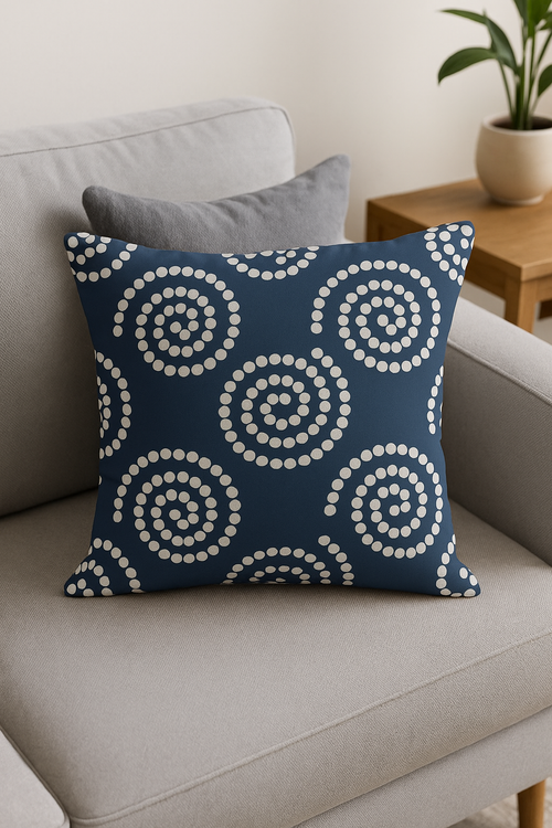 housse de coussin géométrique bleu marine pour décoration moderne - vue 2 sur 2