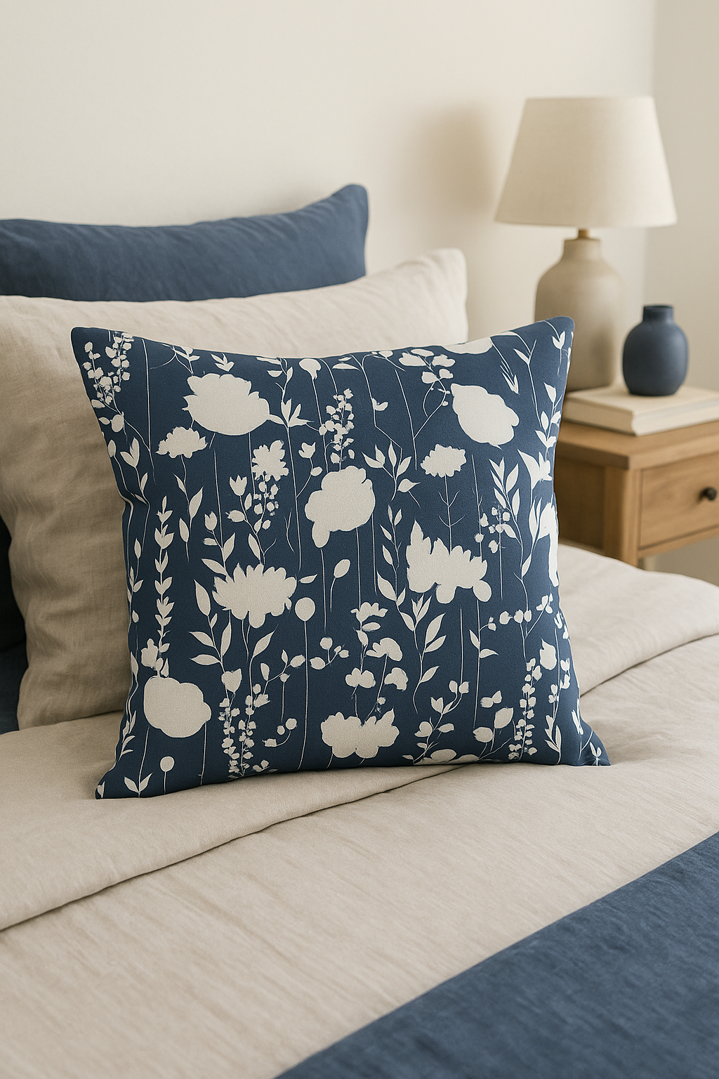 housse de coussin géométrique bleu marine style nordique élégant - vue 2 sur 2