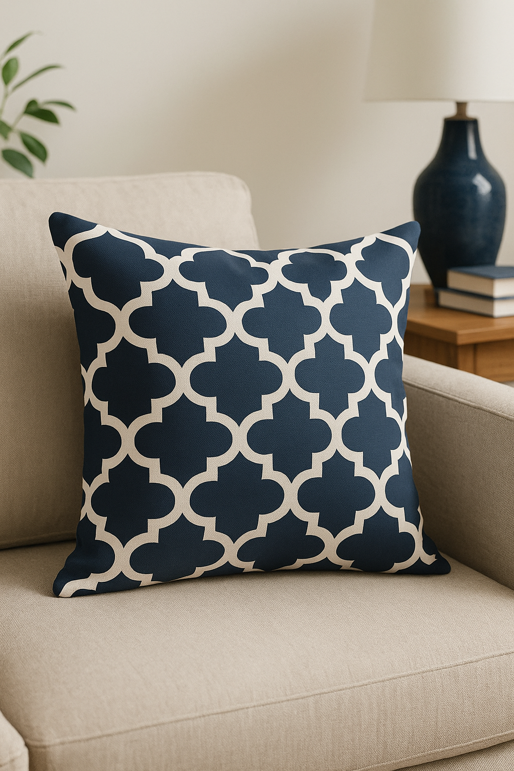housse de coussin géométrique bleu marine style nordique élégant - vue 2 sur 2