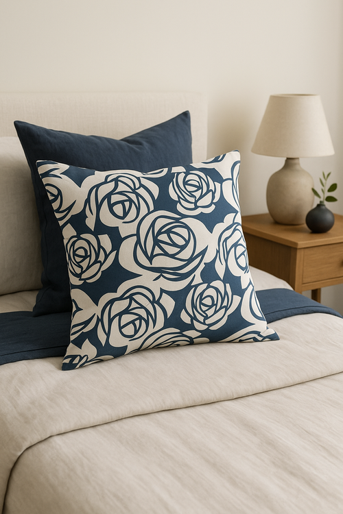 housse de coussin géométrique bleu marine style nordique élégant - vue 2 sur 2