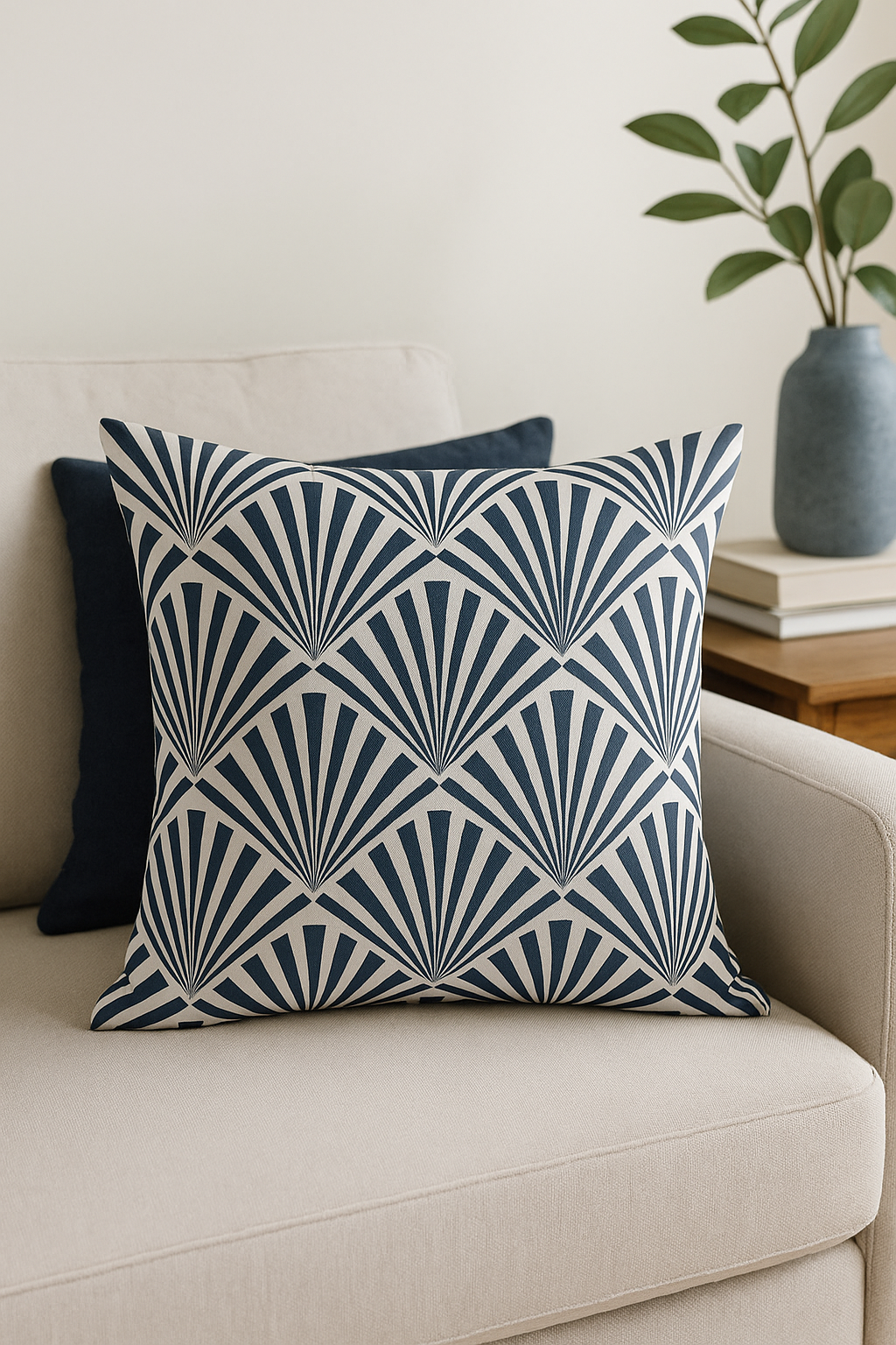 housse de coussin géométrique bleu marine style nordique élégant - vue 2 sur 2