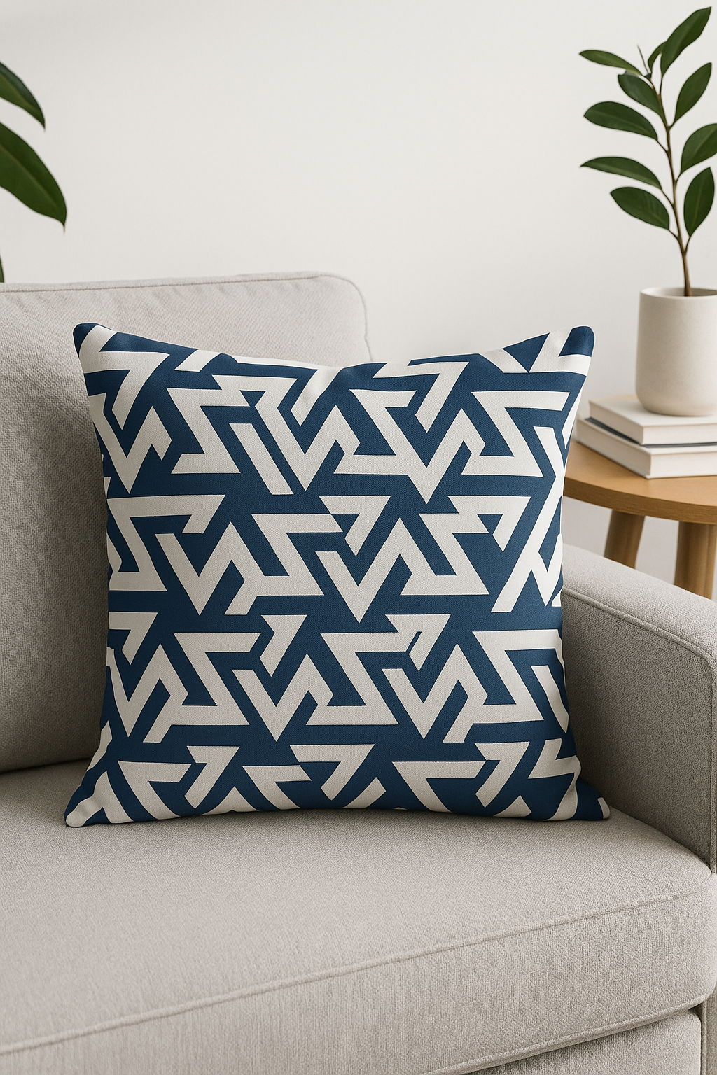 housse de coussin géométrique bleu marine style nordique élégant - vue 2 sur 2
