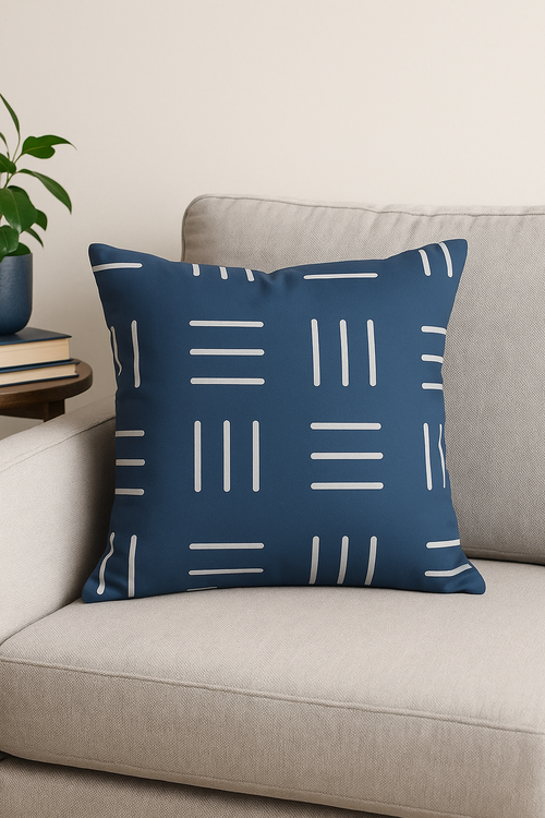 housse de coussin géométrique bleu marine style nordique élégant - vue 2 sur 2