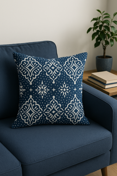 housse de coussin géométrique bleu marine style nordique élégant - vue 2 sur 2