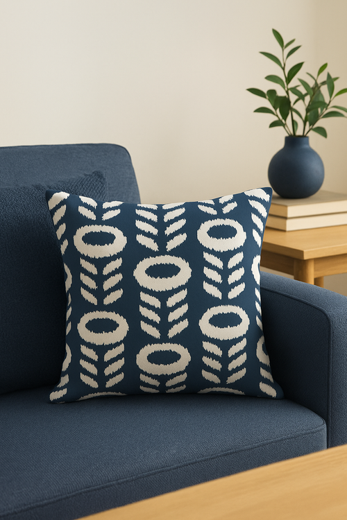 housse de coussin géométrique bleu marine style nordique moderne - vue 2 sur 2