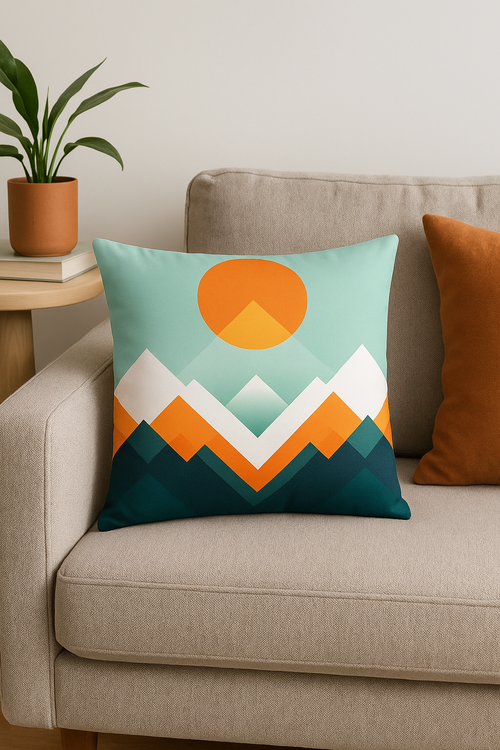 housse de coussin géométrique fleurs sauvages couleurs vives décoratif - vue 2 sur 2