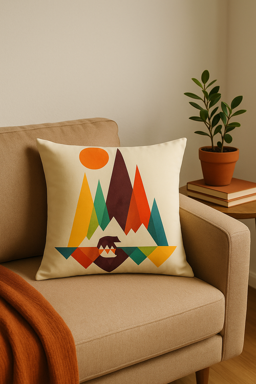 housse de coussin géométrique fleurs sauvages motif coloré - vue 2 sur 2