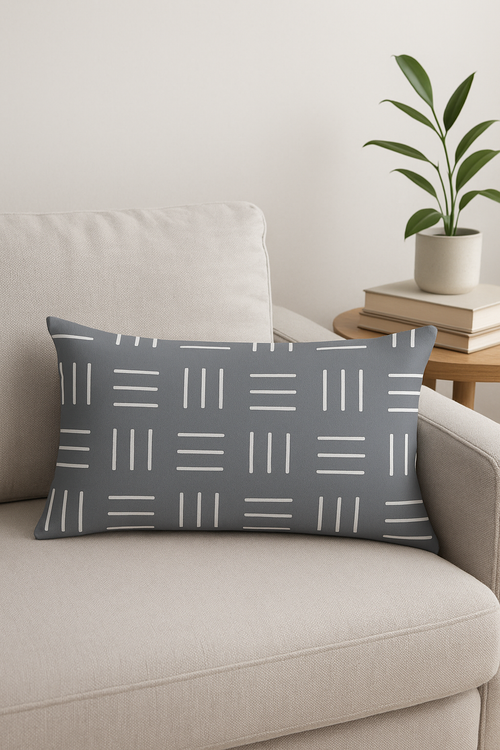 housse de coussin géométrique gris patchwork décorative pour intérieur - vue 2 sur 2