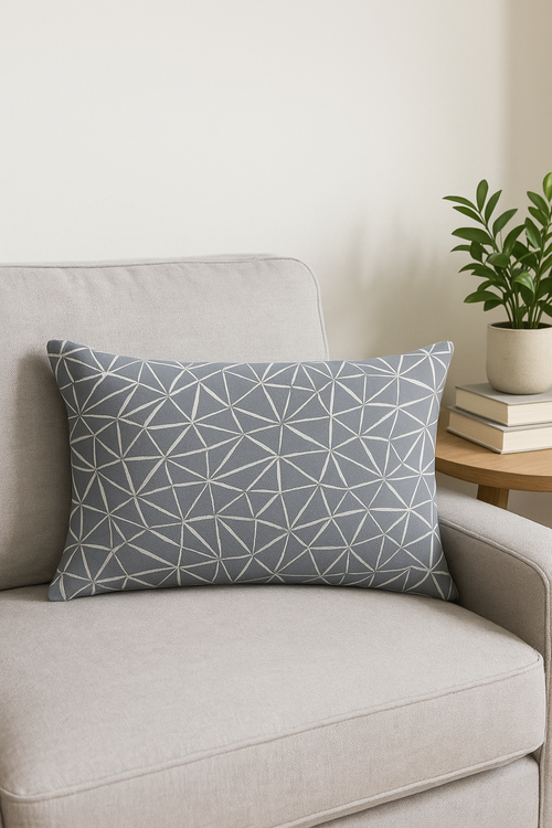 housse de coussin géométrique gris patchwork décorative pour votre espace - vue 2 sur 2