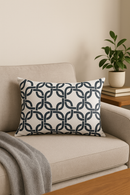 housse de coussin géométrique gris patchwork pour décoration intérieure