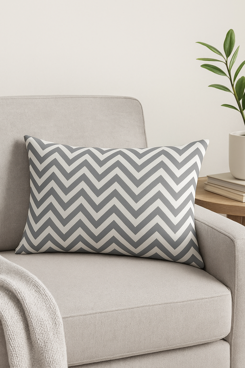 housse de coussin géométrique grise décorative pour salon ou chambre - vue 2 sur 2