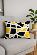 housse de coussin géométrique jaune pour décoration intérieure