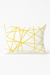 housse de coussin géométrique jaune pour décoration intérieure