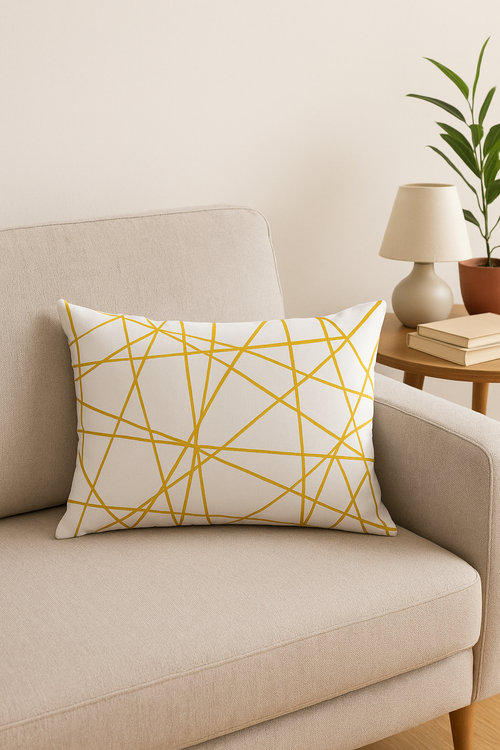 housse de coussin géométrique jaune pour décoration intérieure - vue 2 sur 2