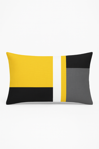 housse de coussin géométrique jaune pour décoration intérieure