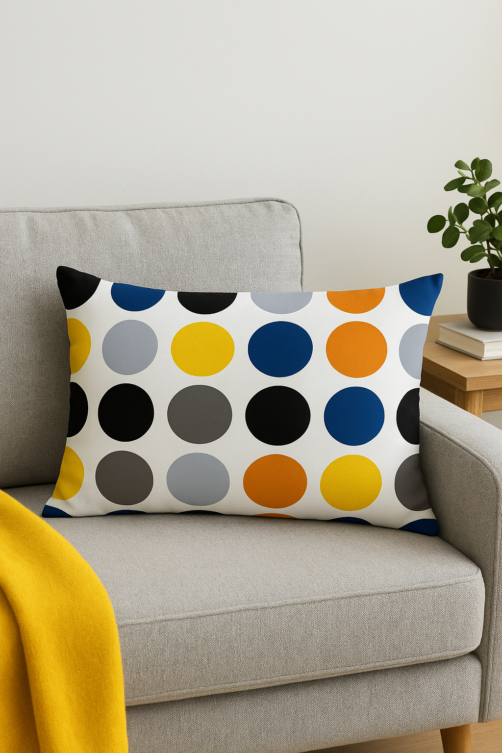 housse de coussin géométrique jaune pour décoration moderne