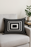 housse de coussin géométrique marbré noir et blanc 30 x 50 cm