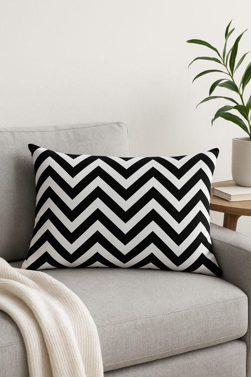 housse de coussin géométrique marbrée noir et blanc 30 x 50 cm - vue 2 sur 2