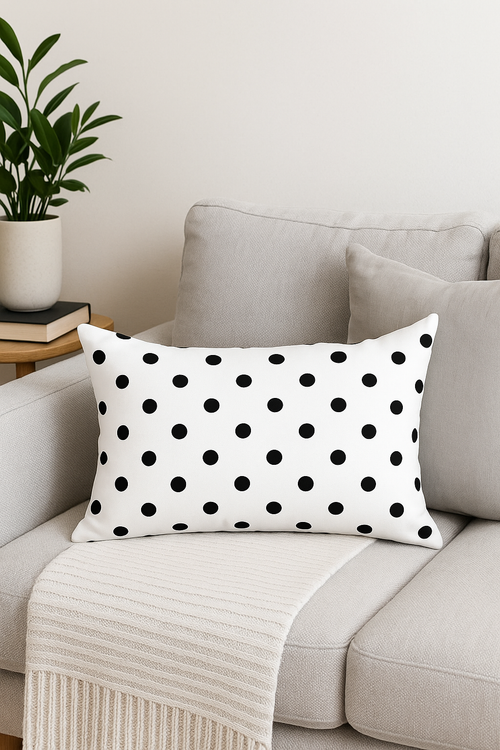 housse de coussin géométrique marbrée noir et blanc 30 x 50 cm - vue 2 sur 2