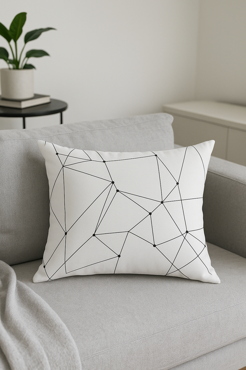 housse de coussin géométrique marbrée noir et blanc 30 x 50 cm - vue 3 sur 2