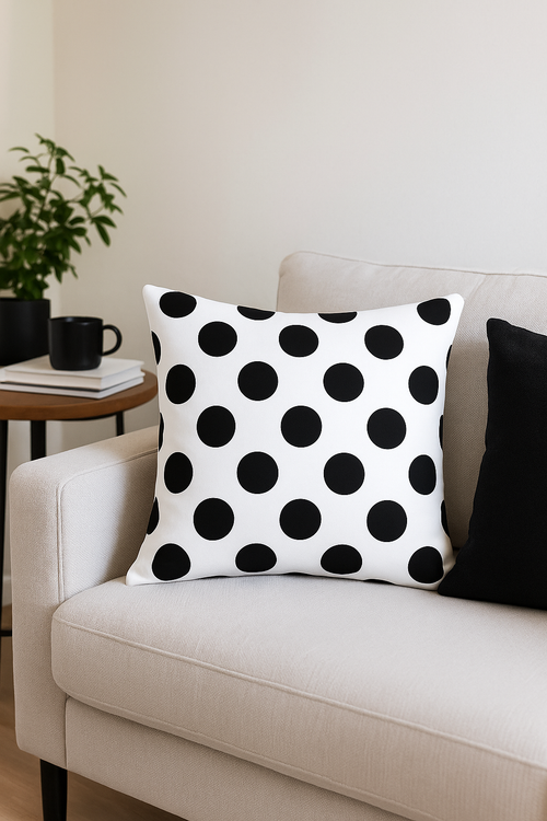 housse de coussin géométrique moderne noir et blanc décorative - vue 2 sur 2