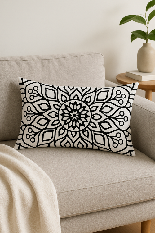 housse de coussin géométrique motif mandala 30 x 50 cm élégant - vue 2 sur 2