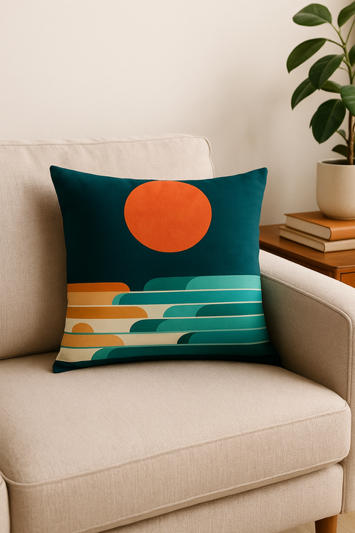 housse de coussin géométrique motifs floraux colorés et peau de pêche - vue 2 sur 2