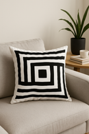 housse de coussin géométrique noir et blanc décoratif