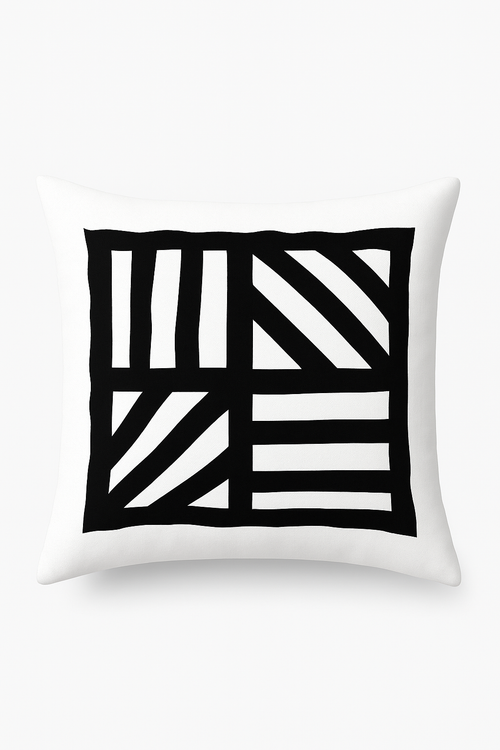 housse de coussin géométrique noir et blanc design moderne