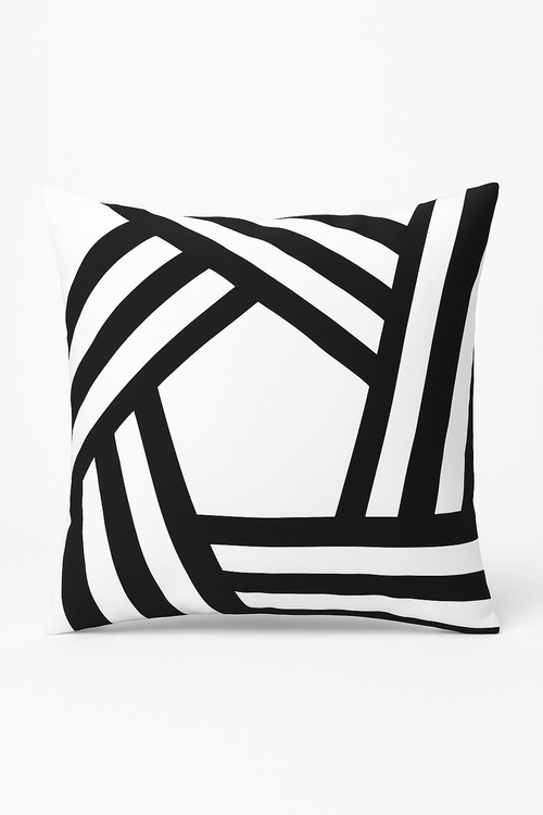 housse de coussin géométrique noir et blanc design moderne