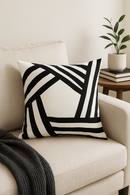 housse de coussin géométrique noir et blanc design moderne