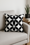 housse de coussin géométrique noir et blanc élégant