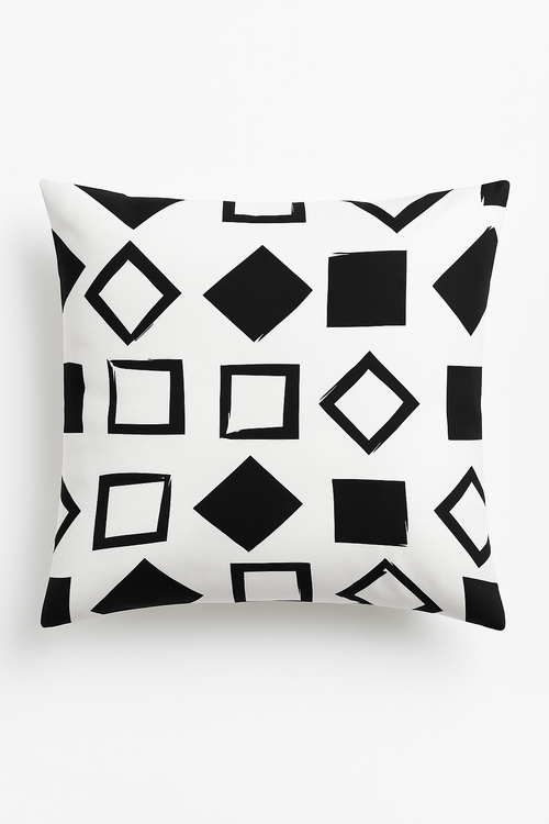 housse de coussin géométrique noir et blanc moderne