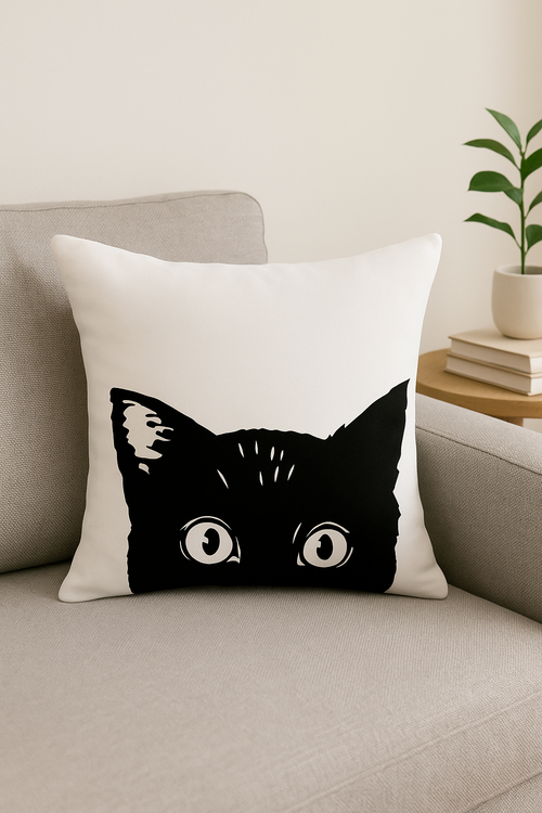 housse de coussin géométrique noir et blanc moderne - vue 2 sur 2