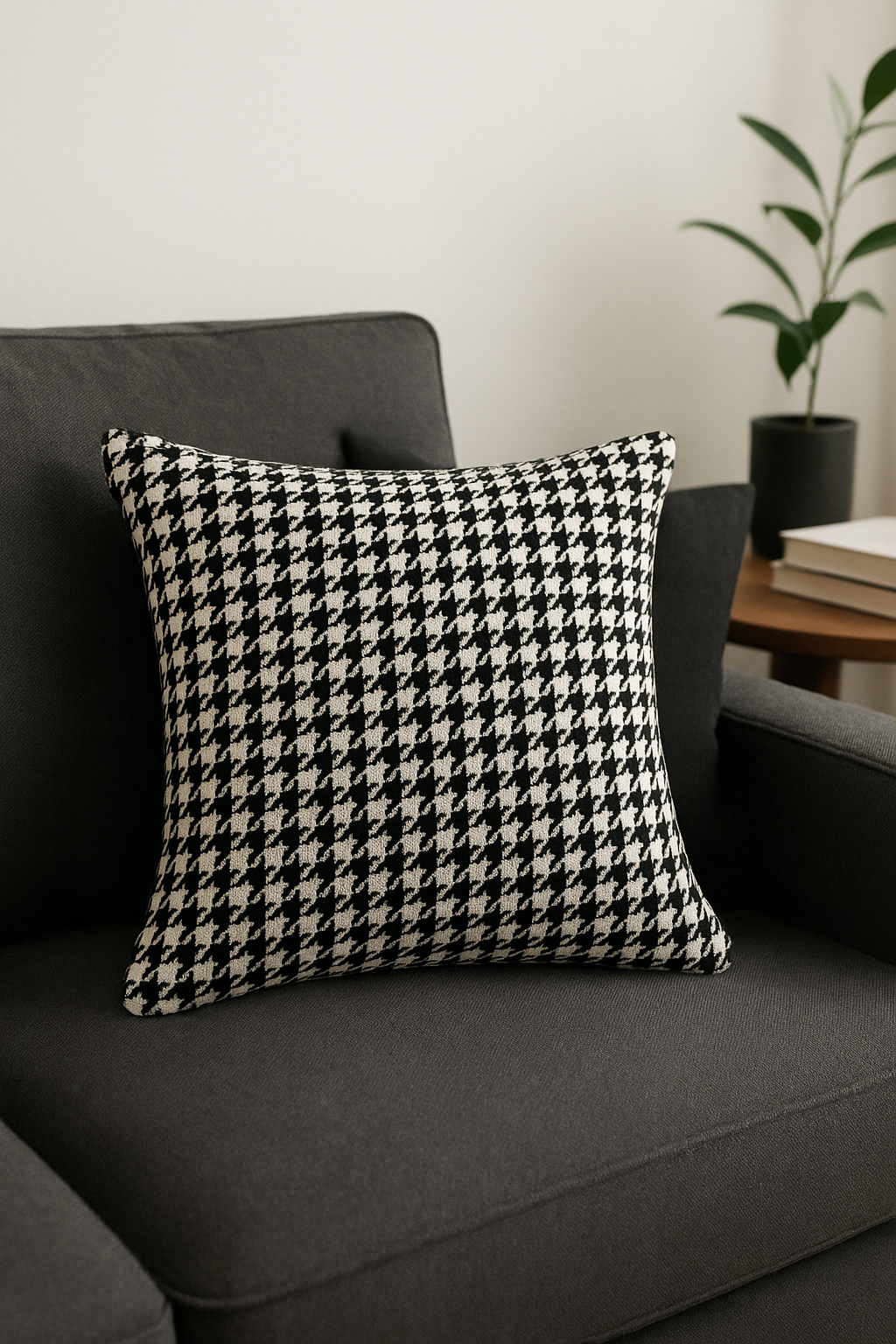 housse de coussin géométrique noir et blanc moderne - vue 2 sur 2