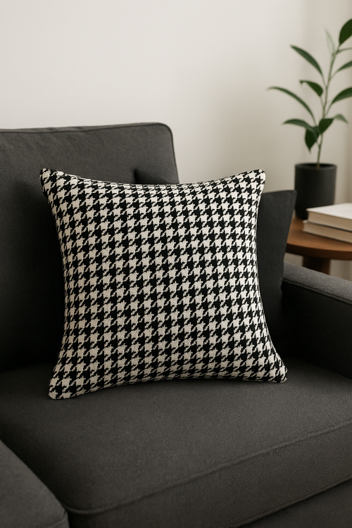 housse de coussin géométrique noir et blanc moderne - vue 2 sur 2