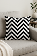 housse de coussin géométrique noir et blanc ondulé