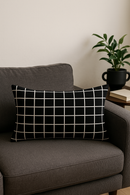 housse de coussin géométrique noir et blanc pour canapé