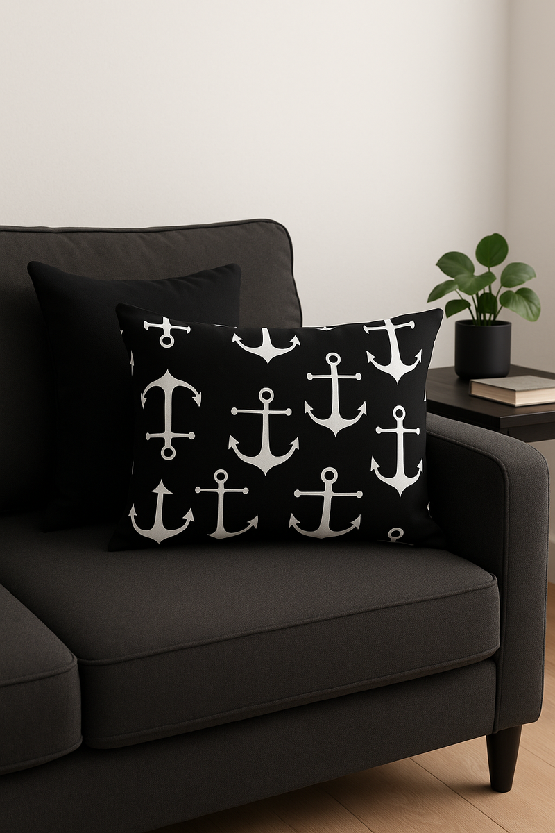 housse de coussin géométrique noir et blanc pour canapé