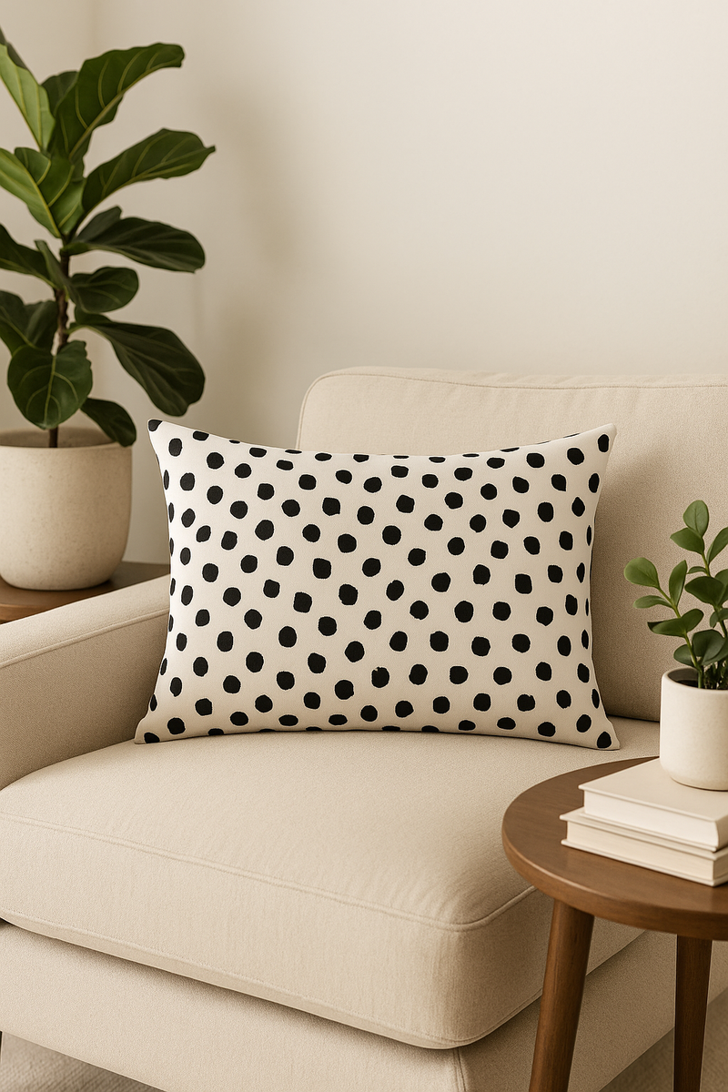 housse de coussin géométrique noir et blanc pour canapé
