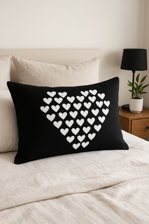 housse de coussin géométrique noir et blanc pour canapé - vue 2 sur 2