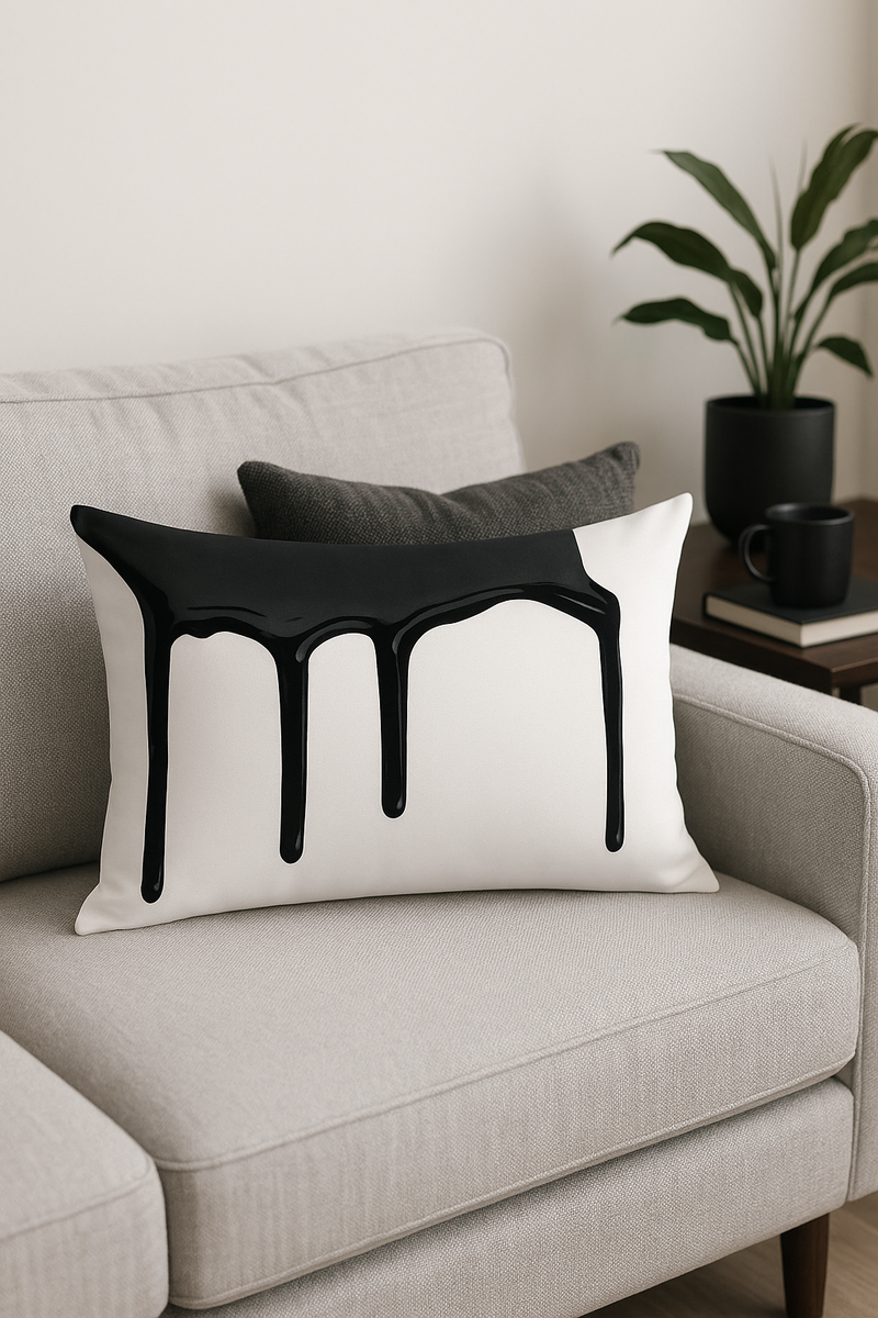 housse de coussin géométrique noir et blanc pour canapé